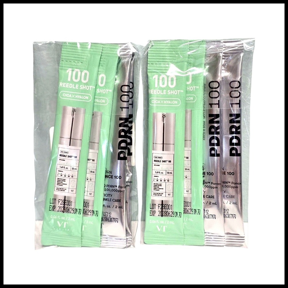 VT Cosmetics Reedle Shot 100 & PDRN Essence 100 Samples 4ct each K-Beauty Korea